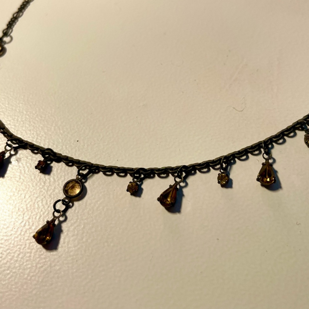Amber Tone Austrian Crystal Necklace - Picture 2 of 4